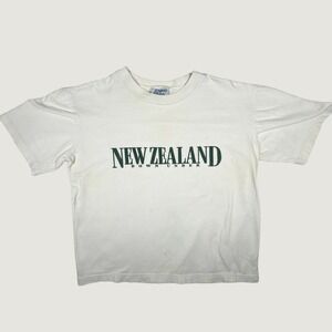 Vintage Super Shirts New Zealand Down Under Graphic T-Shirt White Cotton 10-12